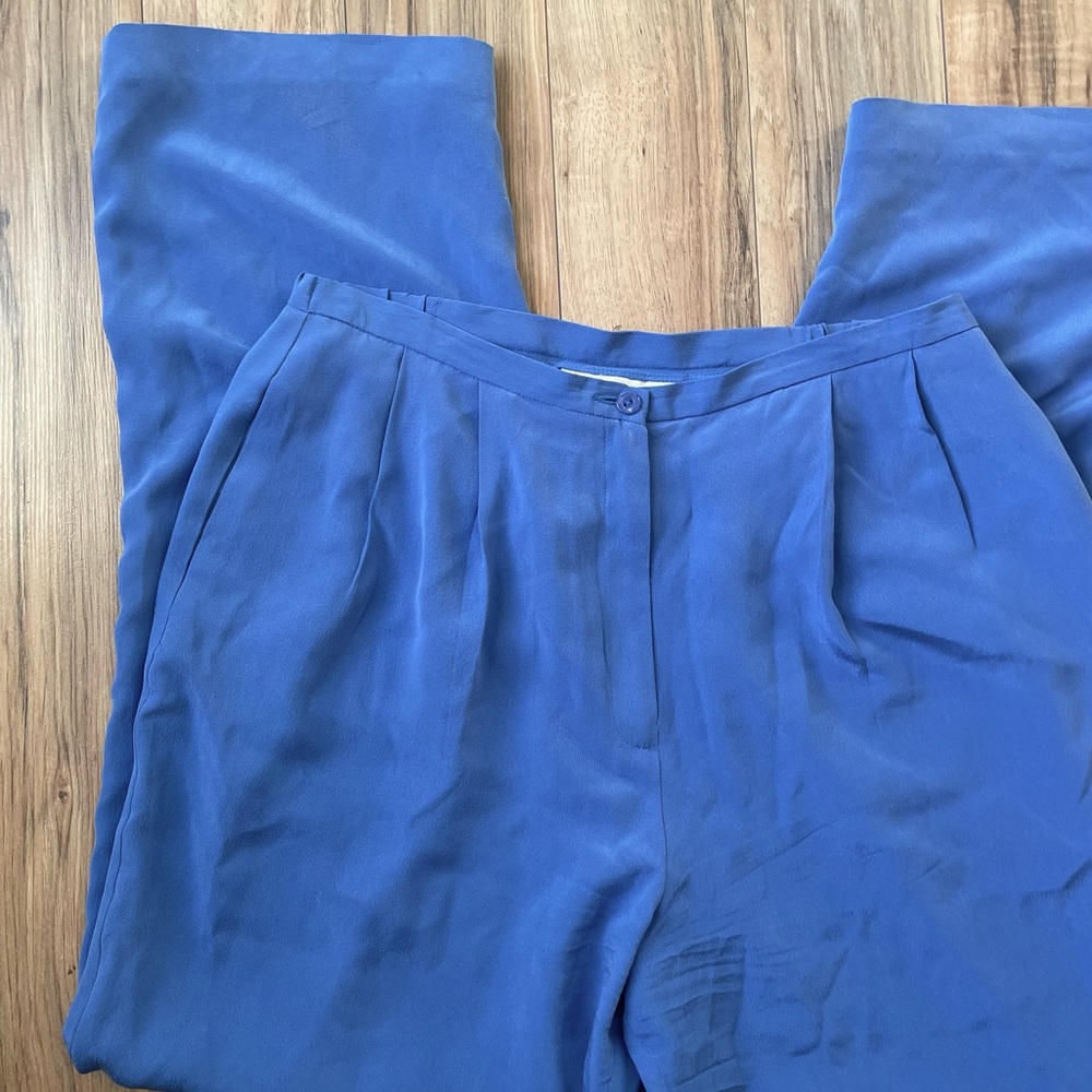 Blue silk pants
